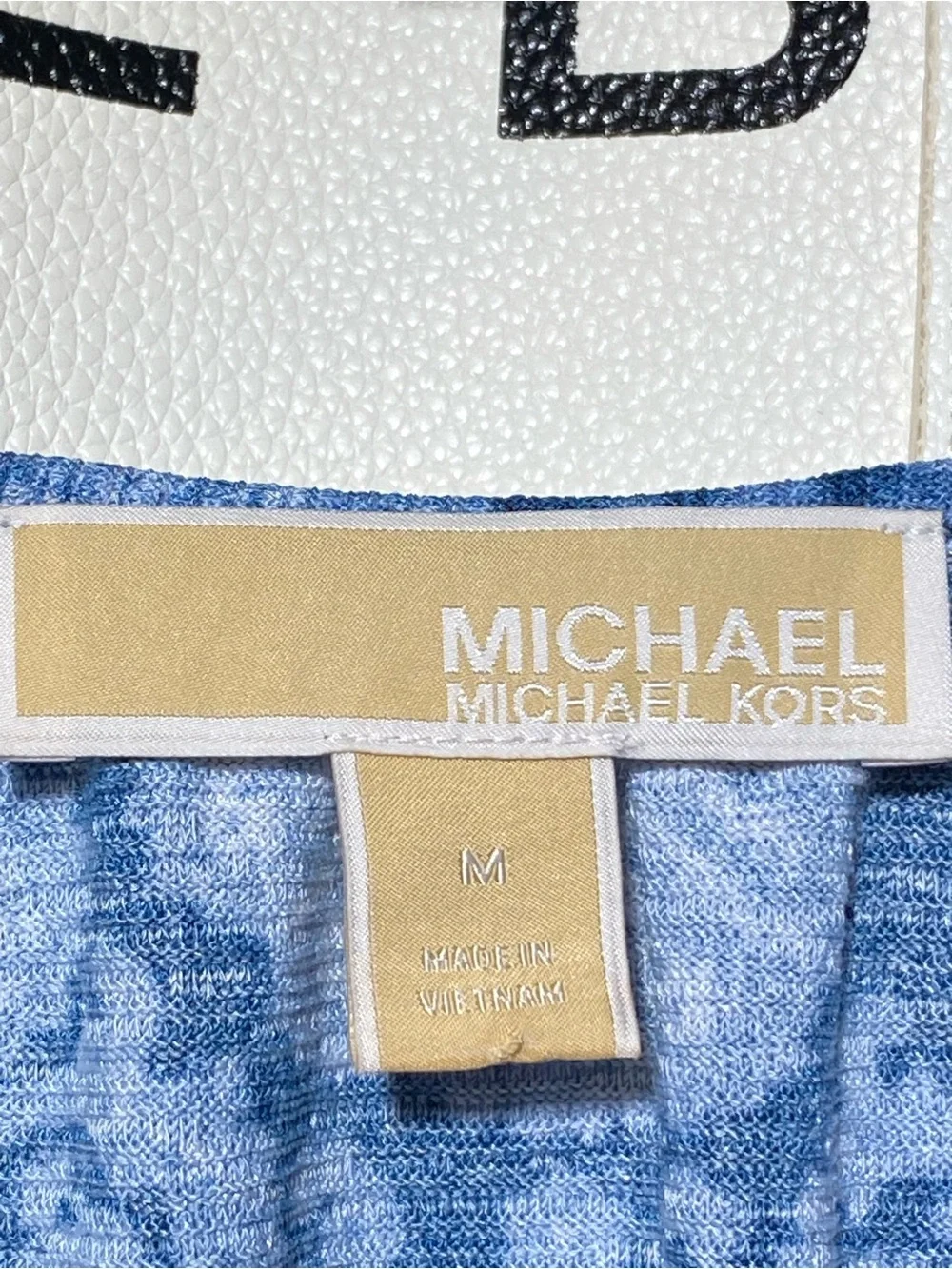 Michael Kors Navy and Light Blue Paisley Tie-Front Short Sleeve Top